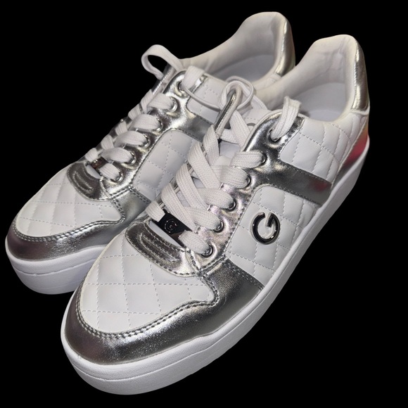 Guess Shoes - GUESS Women's Casual Sneakers Shoes Size 10 White/Silver/Metallic Silver